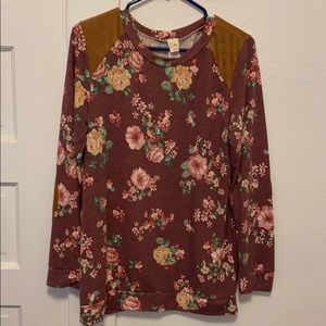 ee:some floral top with suede shoulders